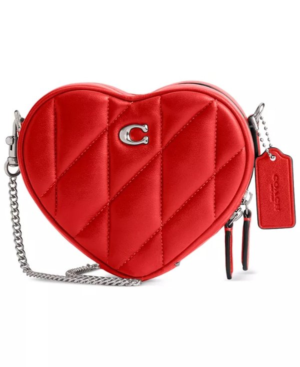 Quilted Leather Pillow Heart Crossbody 14