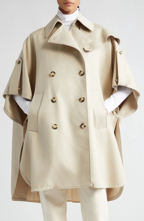 Fred Double Breasted Gabardine Trench Cape