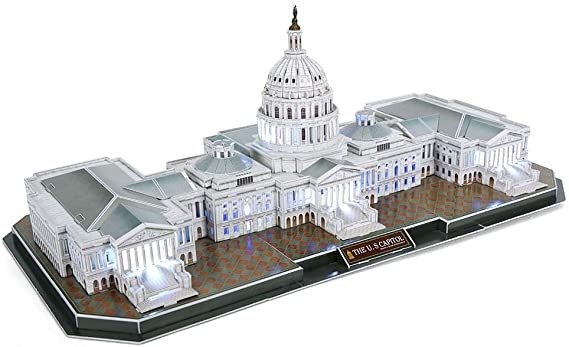 3D Puzzles U.S. Capitol Washington LED Architecture Building Model Kits Toys for Adults Lighting Up in Night