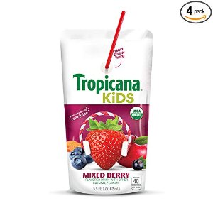 Tropicana Kids Organic Juice Drink Pouch, Mixed Berry