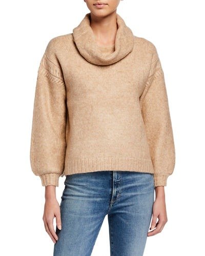 Cowl-Neck Cable Boxy Sweater