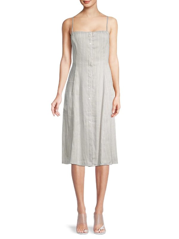 Kayleigh Striped Linen-Blend Dress