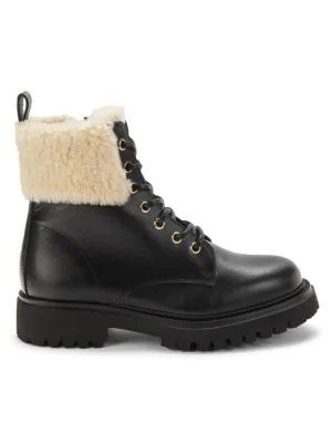 Faux Fur Lined Leather Ankle Boots