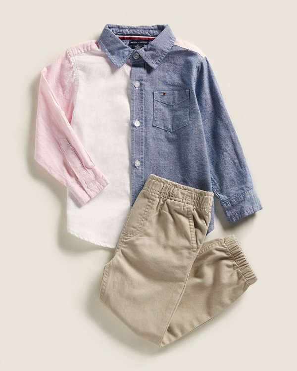 (Toddler Boys) Two-Piece Color Block Sport Shirt & Chinos Set