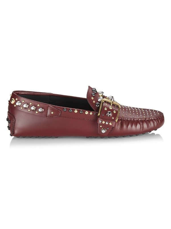 Studded Gommini Leather Driving Loafers