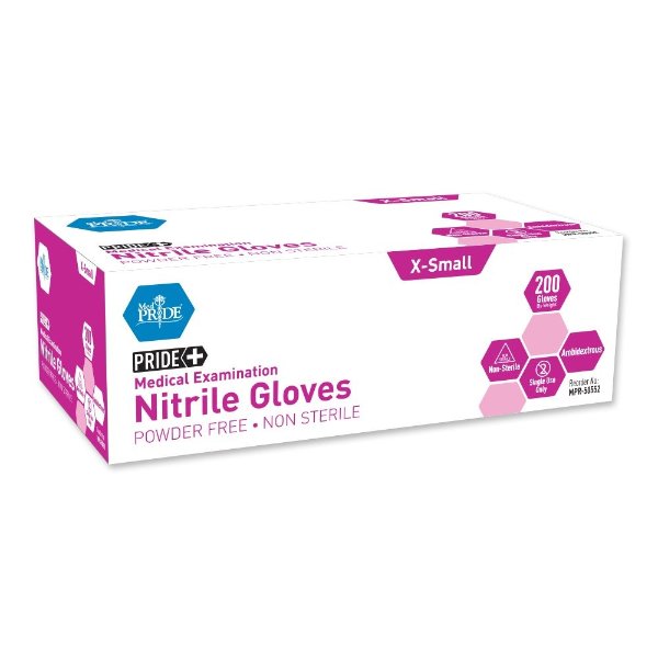MedPride Nitrile Exam Glove - XS- N/S - Powder Free - 10/200/cs.