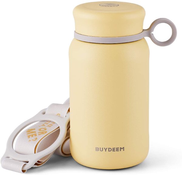 Amazon.com: Buydeem CD13 Thermos Water Bottle Tumbler Flask, Cute Unique Design, Wide Mouth with Screw-on Lid, Stainless Steel Coffee Tea Travel Mug, Light Yellow 北鼎保温杯