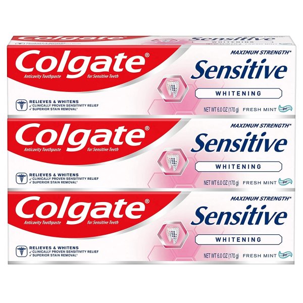 Sensitive Whitening Toothpaste for Sensitive Teeth, Enamel Repair and Cavity Protection, Fresh Mint Gel - 6 ounce (3 Pack)