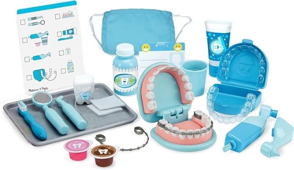 Melissa & Doug Super Smile Dentist Kit With Pretend Play Set of Teeth And Dental Accessories (25 Toy Pieces)