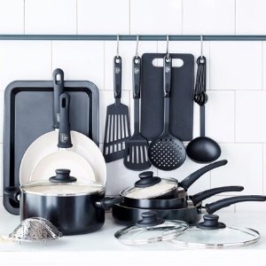 GreenLife Soft Grip Absolutely Toxin-Free Healthy Ceramic Non-stick Cookware Set, 18-Piece Set, Black