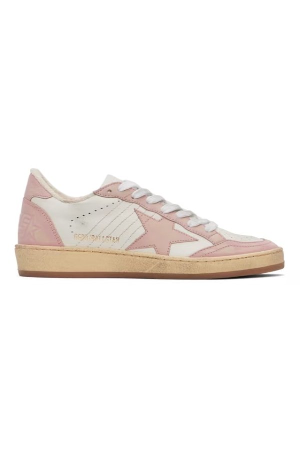 White & Pink Ball Star Sneakers