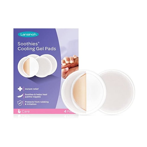 Soothies Cooling Gel Pads, 4 Count, Breastfeeding Essentials, Provides Cooling Relief for Sore Nipples