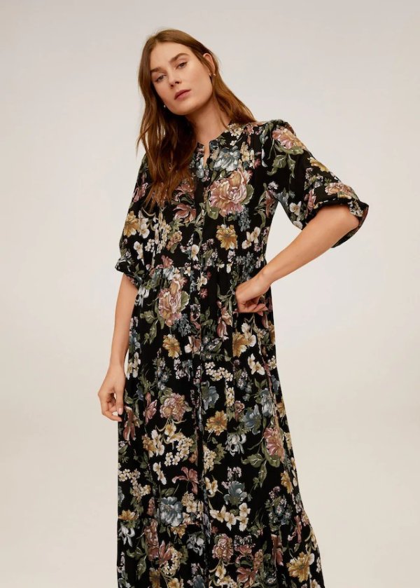 Midi printed dress - Women | Mango USA