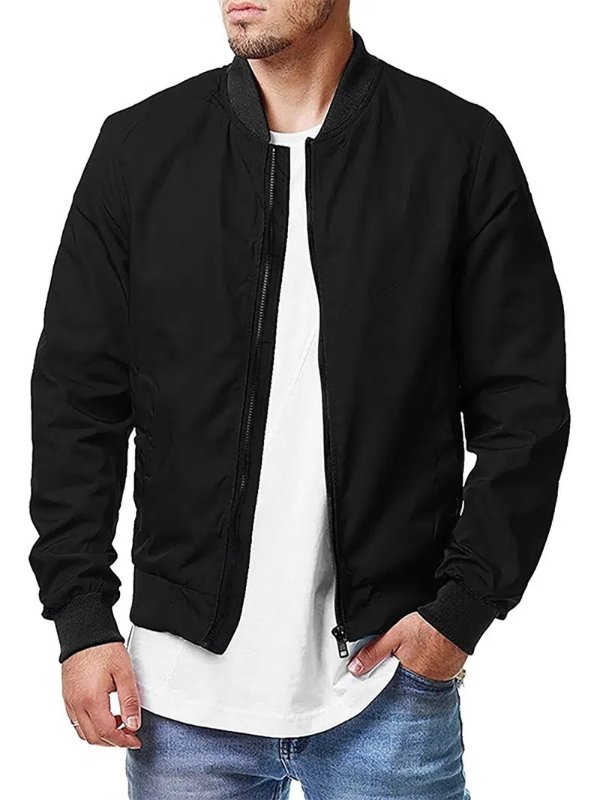 Men's Casual Pocket Bomber Zipper Jacket Large Size Coats | 24/7 Customer Service | Temu