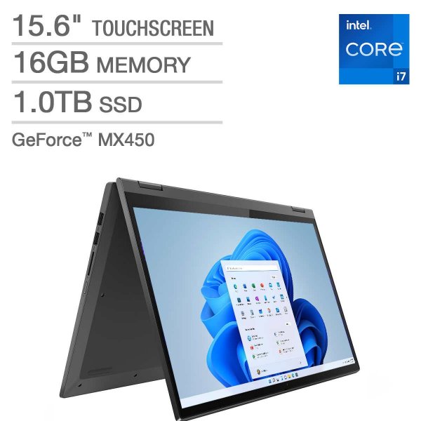 Flex 5 15.6" 2-in-1 Touchscreen Laptop – Intel Core i7-1165G7 - GeForce MX450 - 4K - Windows 11 Professional