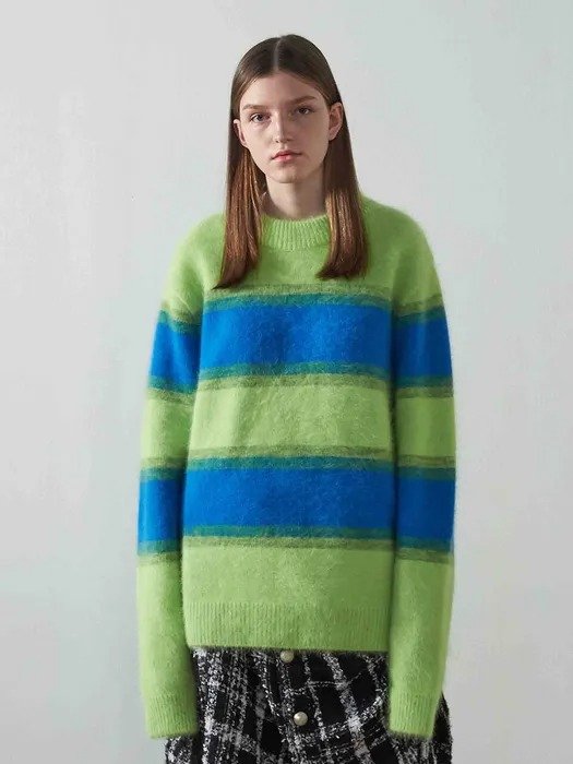 Green/Blue Stripe Knit Sweater