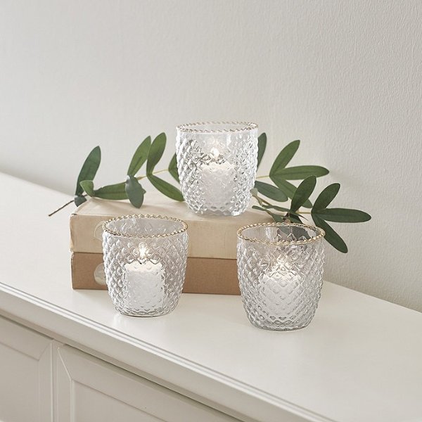 Gold Rim Votive Candle Holders in Blown Glass