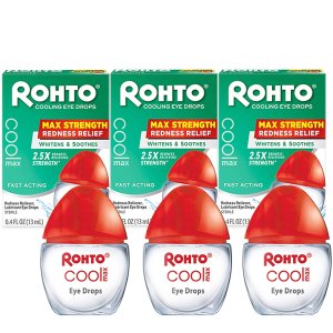 Rohto Cool The Original Cooling Redness Relief Eye Drops, 0.4 Ounce, 3 Count