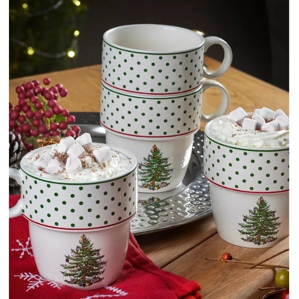 圣诞树咖啡杯4件