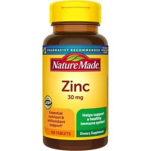 Nature MadeMade Zinc 30 mg Tablets, 100 Count for Immune System Support