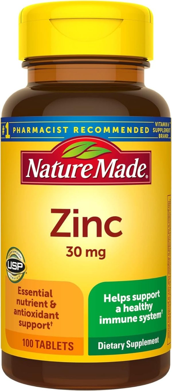 Made Zinc 30 mg Tablets, 100 Count for Immune System Support