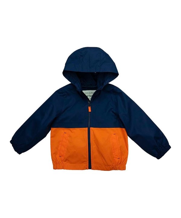 Navy & Orange Color Block Midweight Jacket - Infant, Toddler & Boys