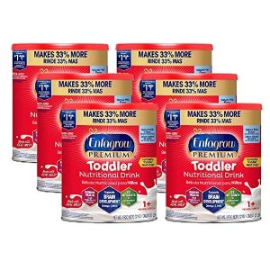 EnfagrowPremium Toddler Nutritional Milk Drink, Natural Milk Flavor Powder, 32 oz. Can (6 Cans) - Omega 3 DHA, Prebiotics, Non-GMO, (Packaging May Vary) from The Makers of Enfamil