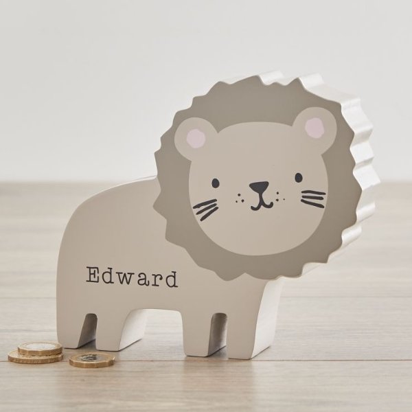 Personalized Lion Money Box Welcome %1