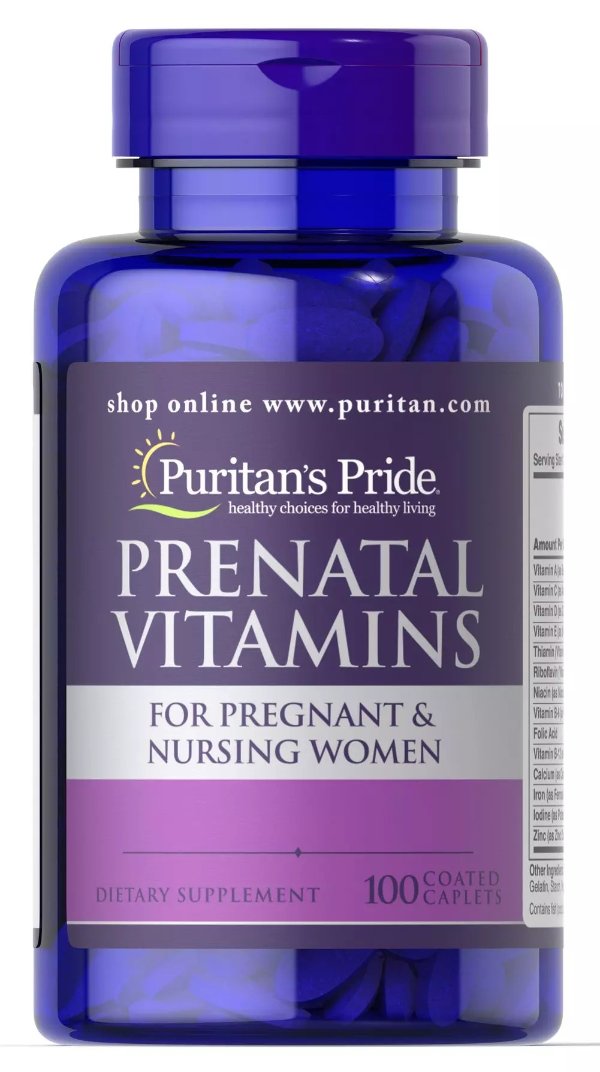 Prenatal Vitamins 100 Caplets | Prenatal/Postnatal Supplements | Puritan's Pride