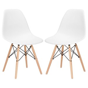 Poly and Bark Eames Style Molded Plastic Dowel-Leg Side Chair