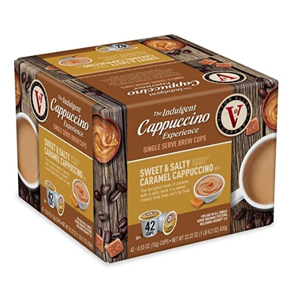Coffee Sweet and Salty Caramel Flavored Cappuccino Mix, 42 Count, Single Serve K-Cup Pods for Keurig K-Cup Brewers Brewers