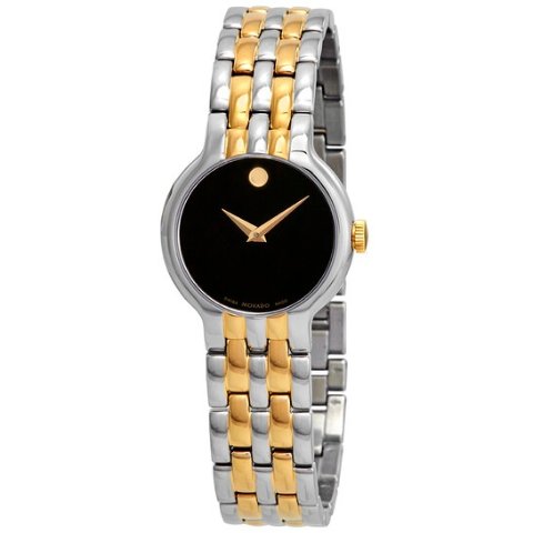 MovadoVeturi Black Dial Two-tone Ladies Watch 0606933