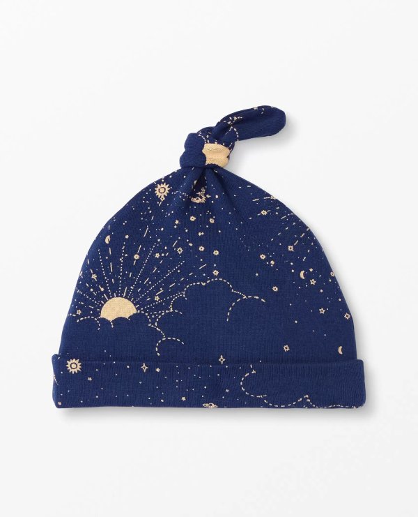 Top Knot Print Beanie In Organic Cotton