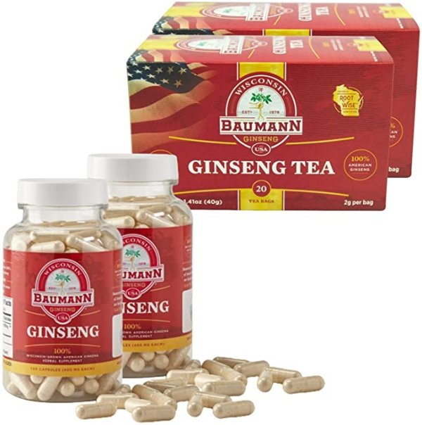 On The Go Bundle - Ginseng Capsules - Authentic American Ginseng Capsules -02 - Pack - Ginseng Tea Bag One On The Go Bundle - Ginseng Capsules 02 - Pack - Ginseng Tea Bag - 02 Pack