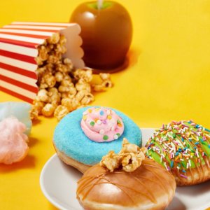上新：Krispy Kreme 嘉年华系列 棉花糖、爆米花、焦糖苹果口味