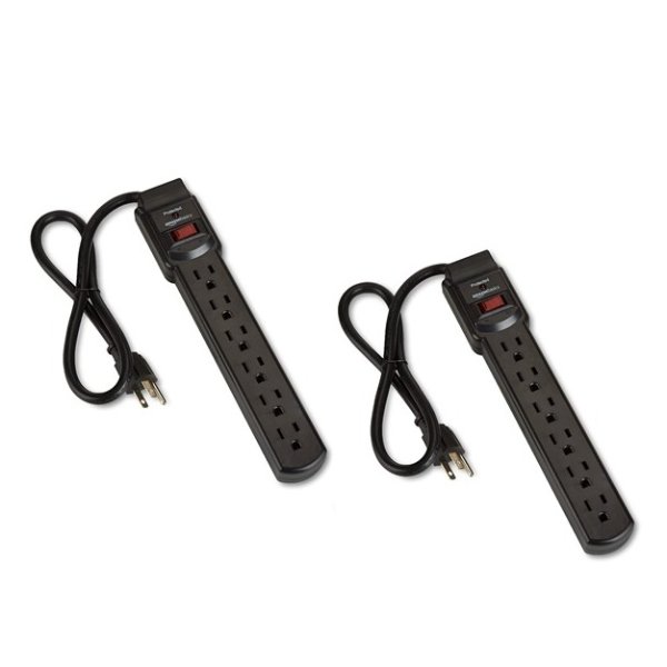 6-Outlet Power Strip, 200 Joule Surge Protection - 2 Foot Cord