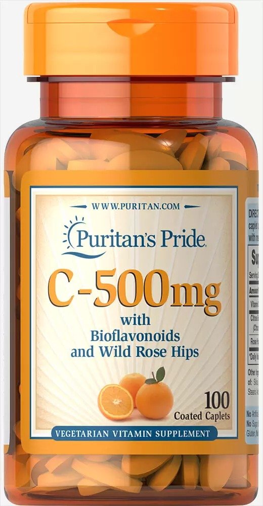 Vitamin C-500 mg with Bioflavonoids & Rose Hips 100 Caplets | Top Sellers Supplements | Puritan's Pride