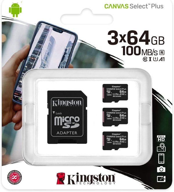 64GB microSDHC Canvas Select Plus 3-Pack