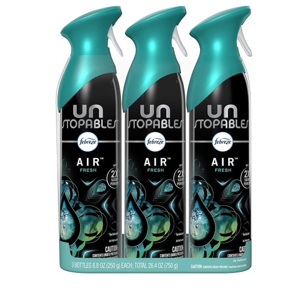 Unstopables Air Freshener and Odor Eliminator Spray, Fresh Scent, 8.8 Oz Pack of 3