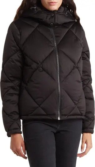 Stretch Diamond Quilted Water Resistant Puffer Jacket