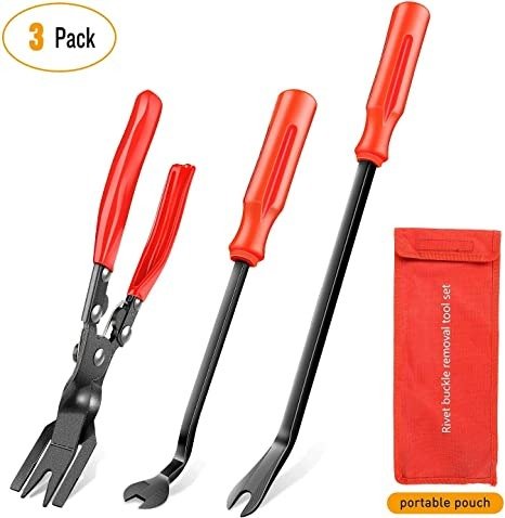 3 Pcs Clip Pliers Set & Fastener Remover - Auto Upholstery Combo Repair Kit with Storage Bag for Car Door Panel Dashboard