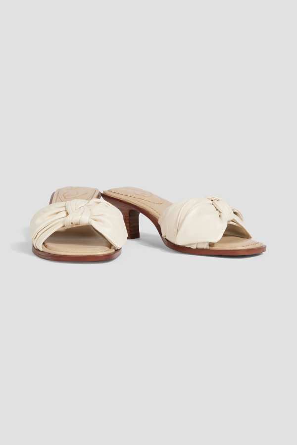 Darcie bow-detailed leather mules