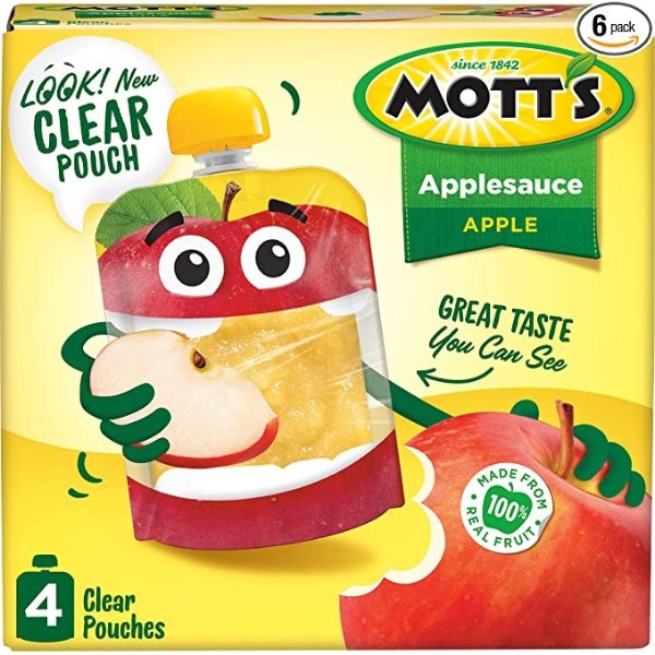 Applesauce, 3.2 Ounce Pouch, 4 Count (Pack of 6)