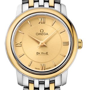 OMEGA De Ville Prestige Champagne Dial Stainless Steel & 18kt Yellow Gold Ladies Watch