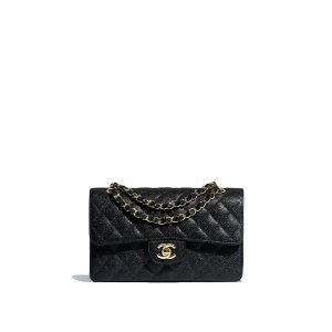 ChanelSmall classic handbag, Grained calfskin & gold-tone metal, black — Fashion | CHANEL