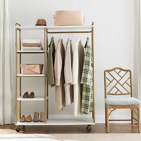 Veronica Rolling Garment Rack with Shelves