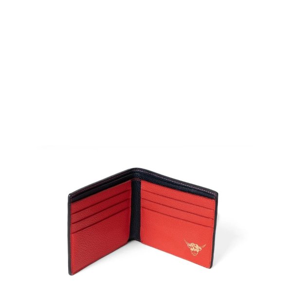 Year of the Ox Exclusive: Billfold Wallet in Leather - Navy & Red Grain