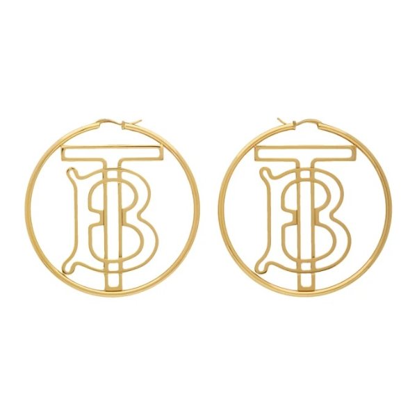 Burberry - Gold Monogram Hoop Earrings