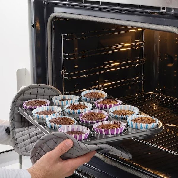 HEMMABAK Muffin pan, gray, 15x11" - IKEA