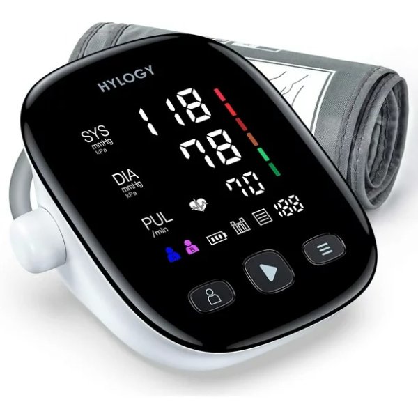HYLOGY Upper Arm Blood Pressure Monitor with Adjustable Cuff Led Screen Dual User Mode One Button Operation